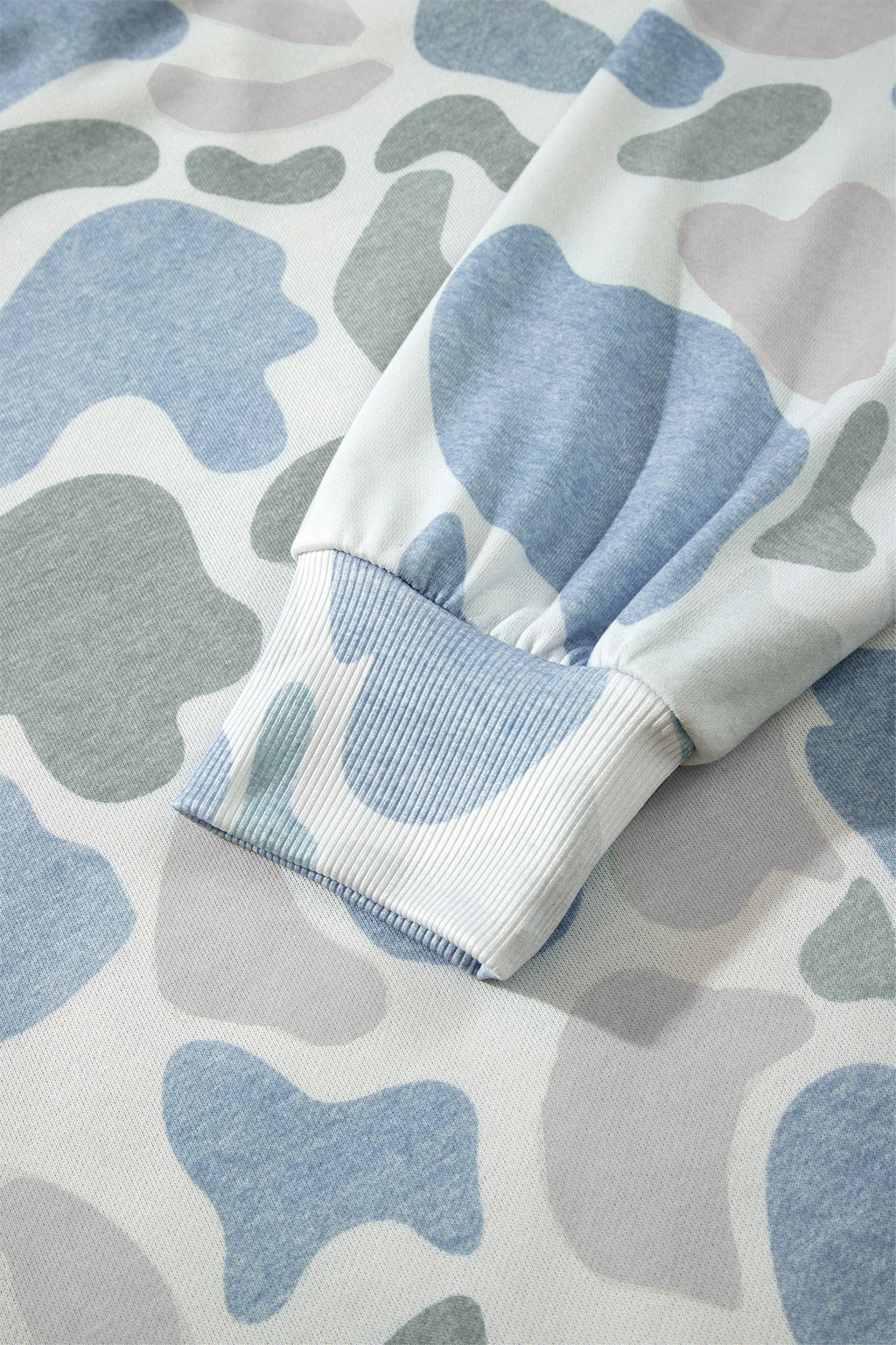 Sky Blue Camouflage Western Style Pullover Sweatshirt