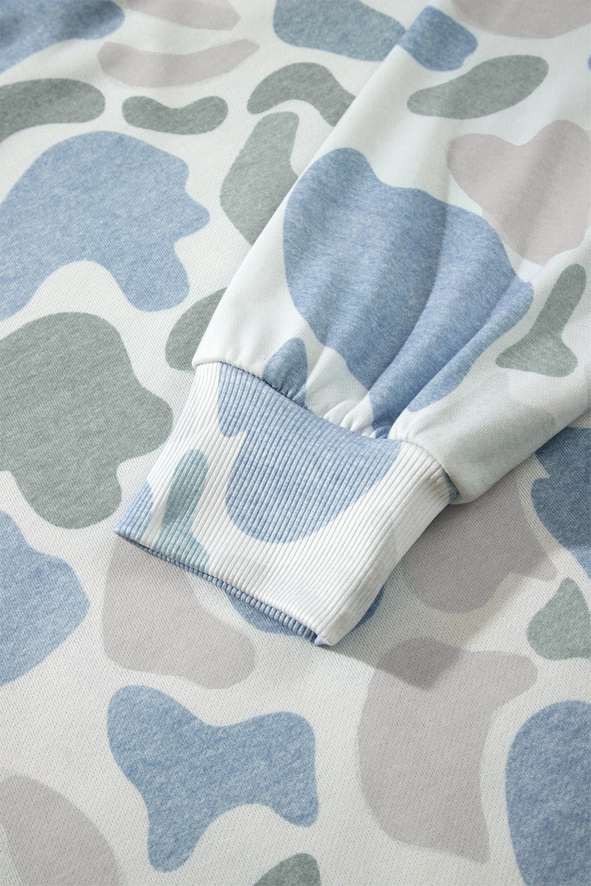 Sky Blue Camouflage Western Style Pullover Sweatshirt