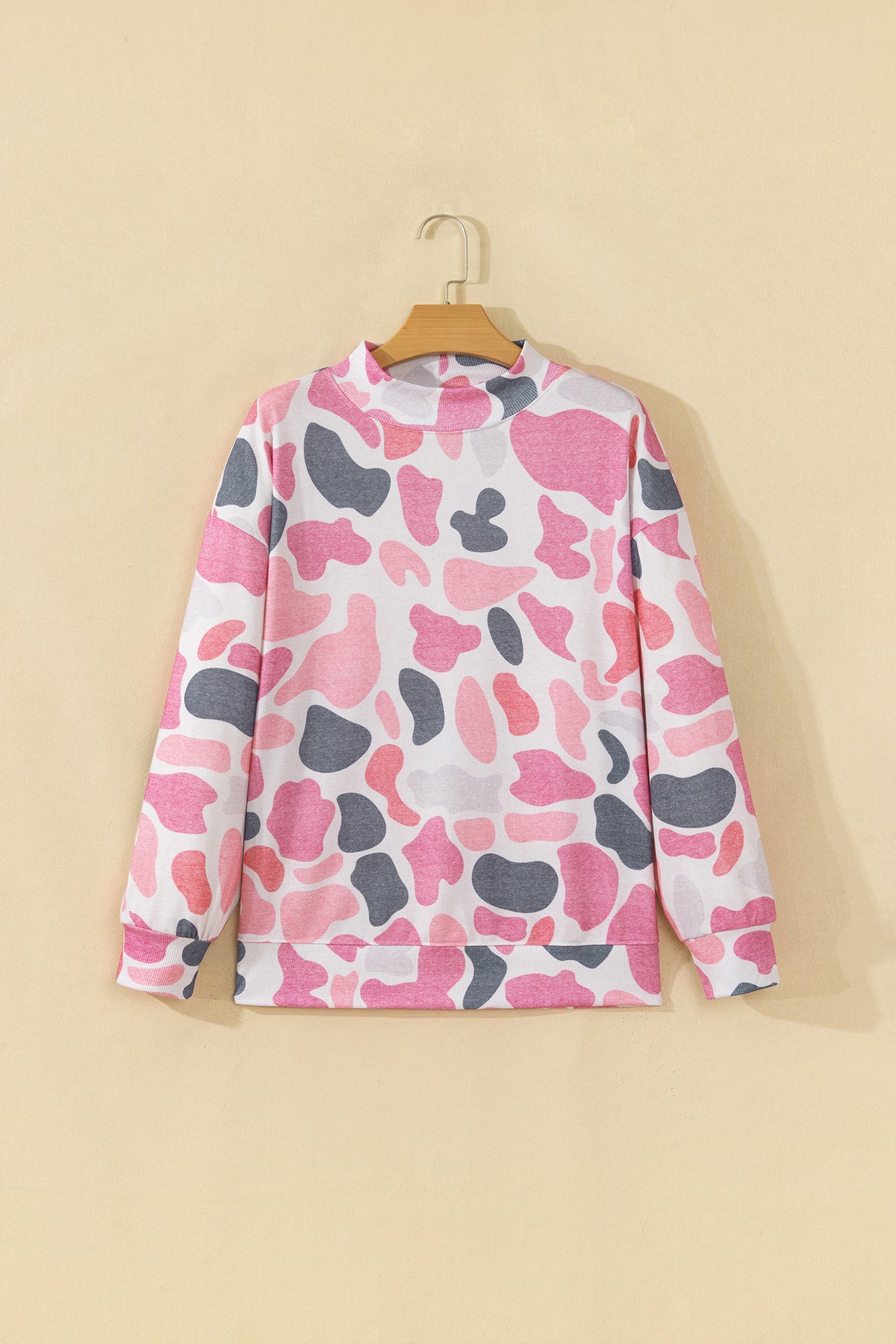 Sky Blue Camouflage Western Style Pullover Sweatshirt