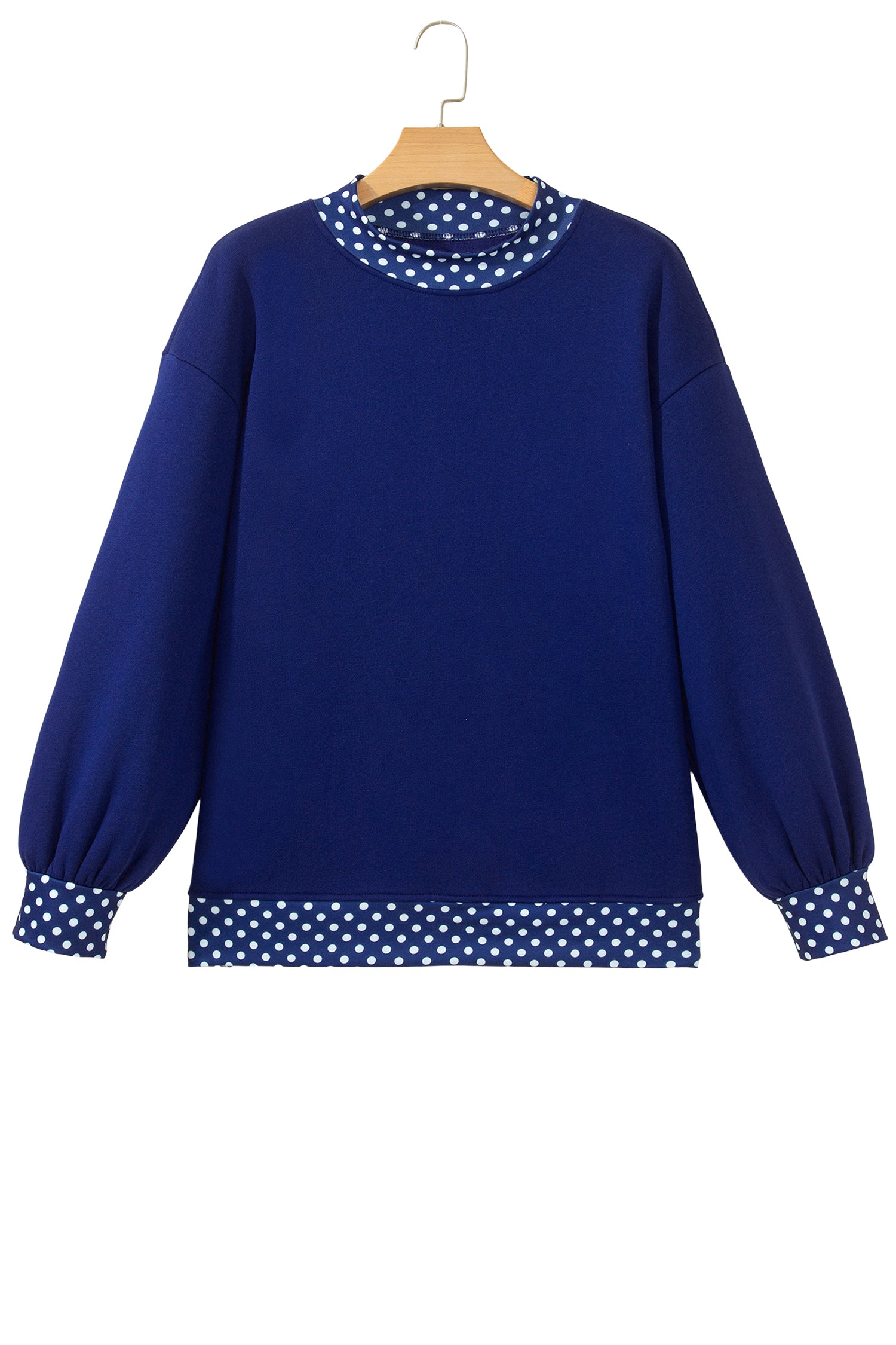 Orange Colorblock Polka Dot Contrast Trim Oversized Sweatshirt
