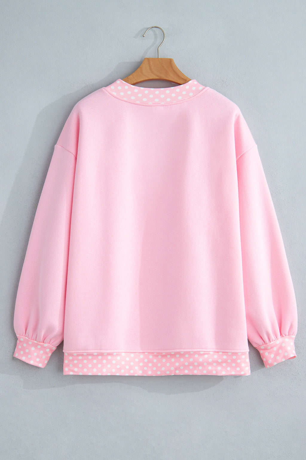 Orange Colorblock Polka Dot Contrast Trim Oversized Sweatshirt