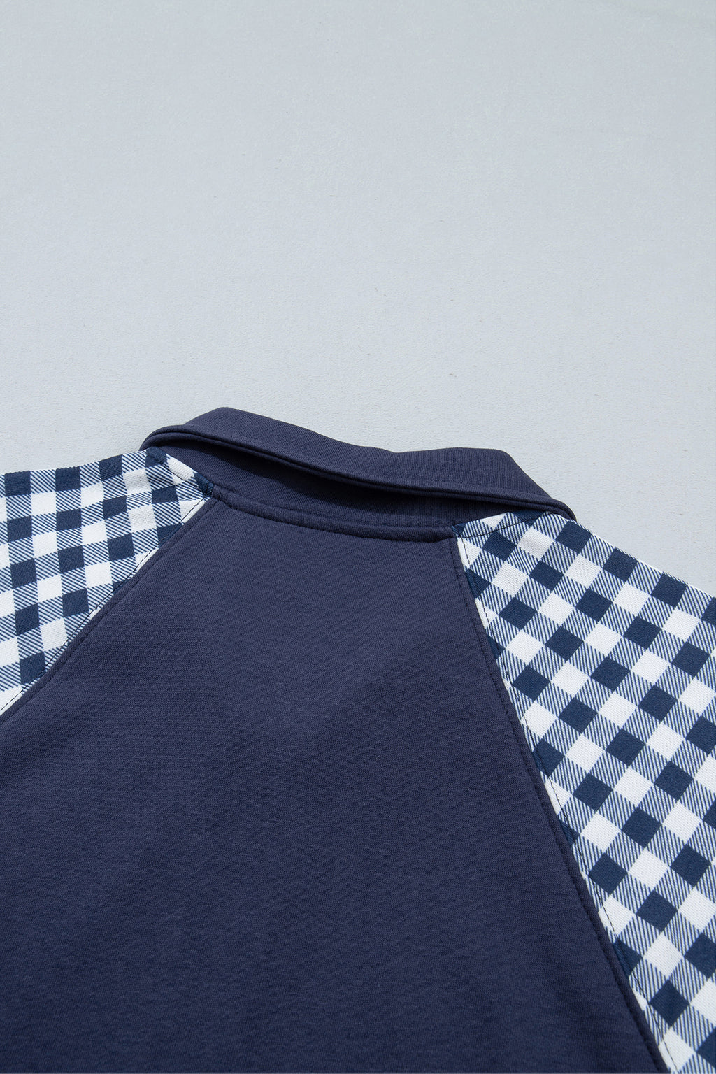 Racing Red Patchwork Plaid Pocket Quarter Zip Sweatshirt
