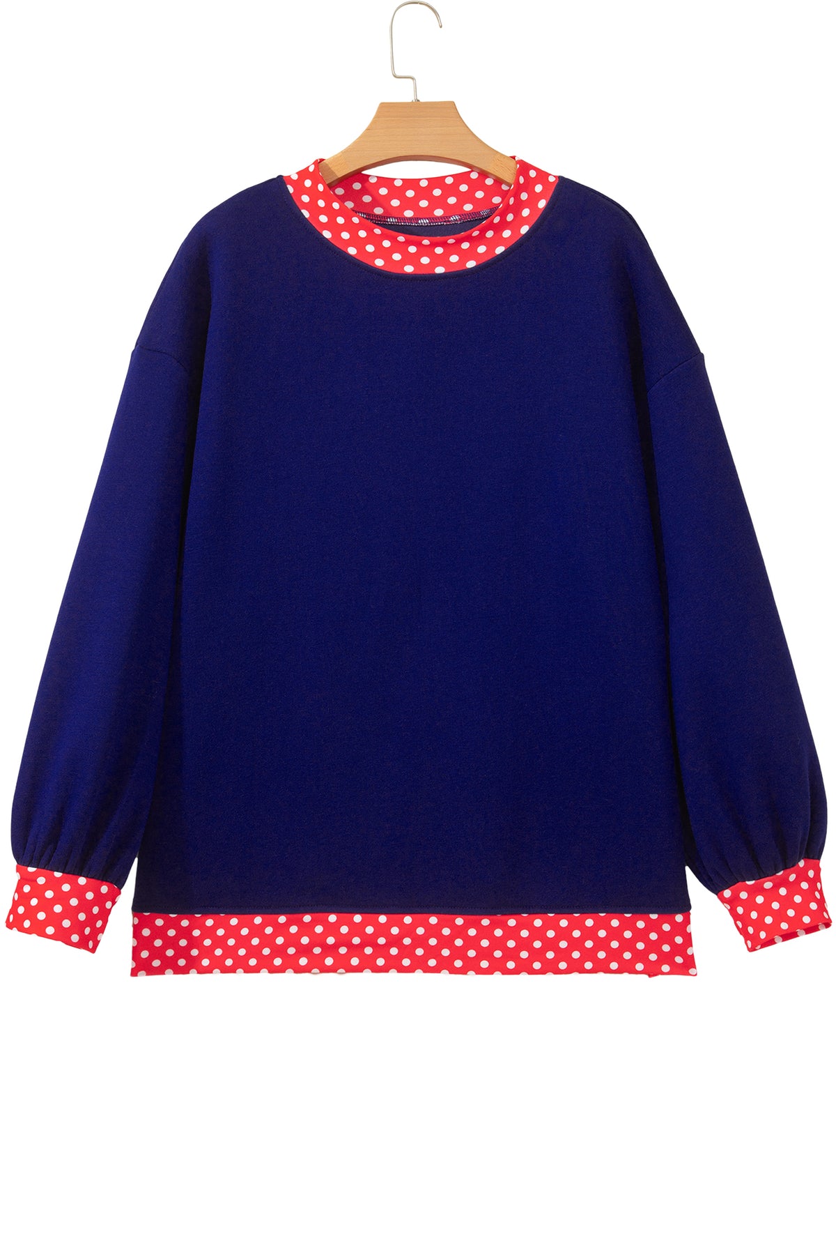 Orange Colorblock Polka Dot Contrast Trim Oversized Sweatshirt