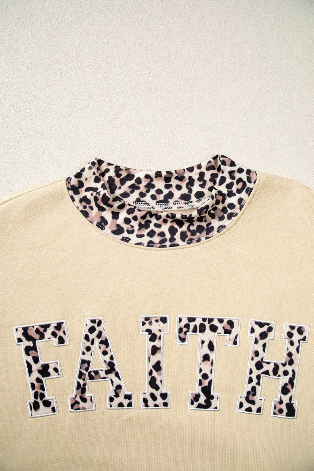 Coffee Polka Dot Trim High Neck BLESSED Letter Graphic Baggy Sweatshirt