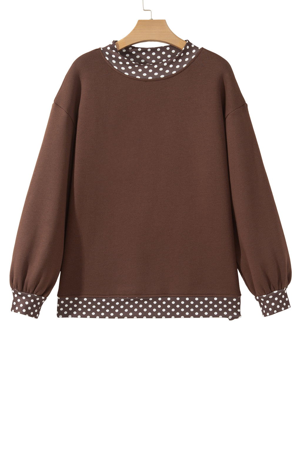Orange Colorblock Polka Dot Contrast Trim Oversized Sweatshirt