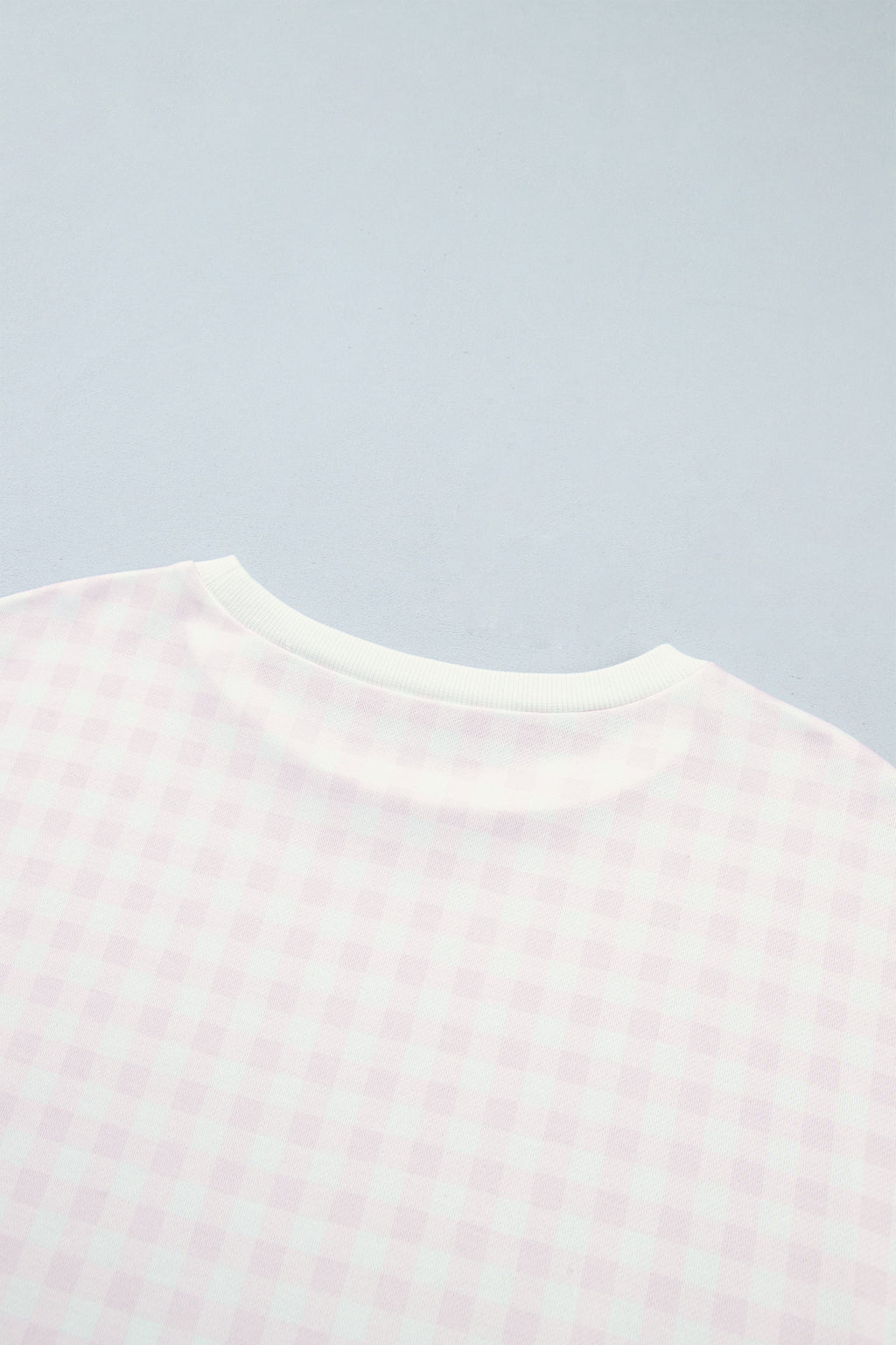 Light Blue Plaid Round Neck Long Sleeve Sweatshirt
