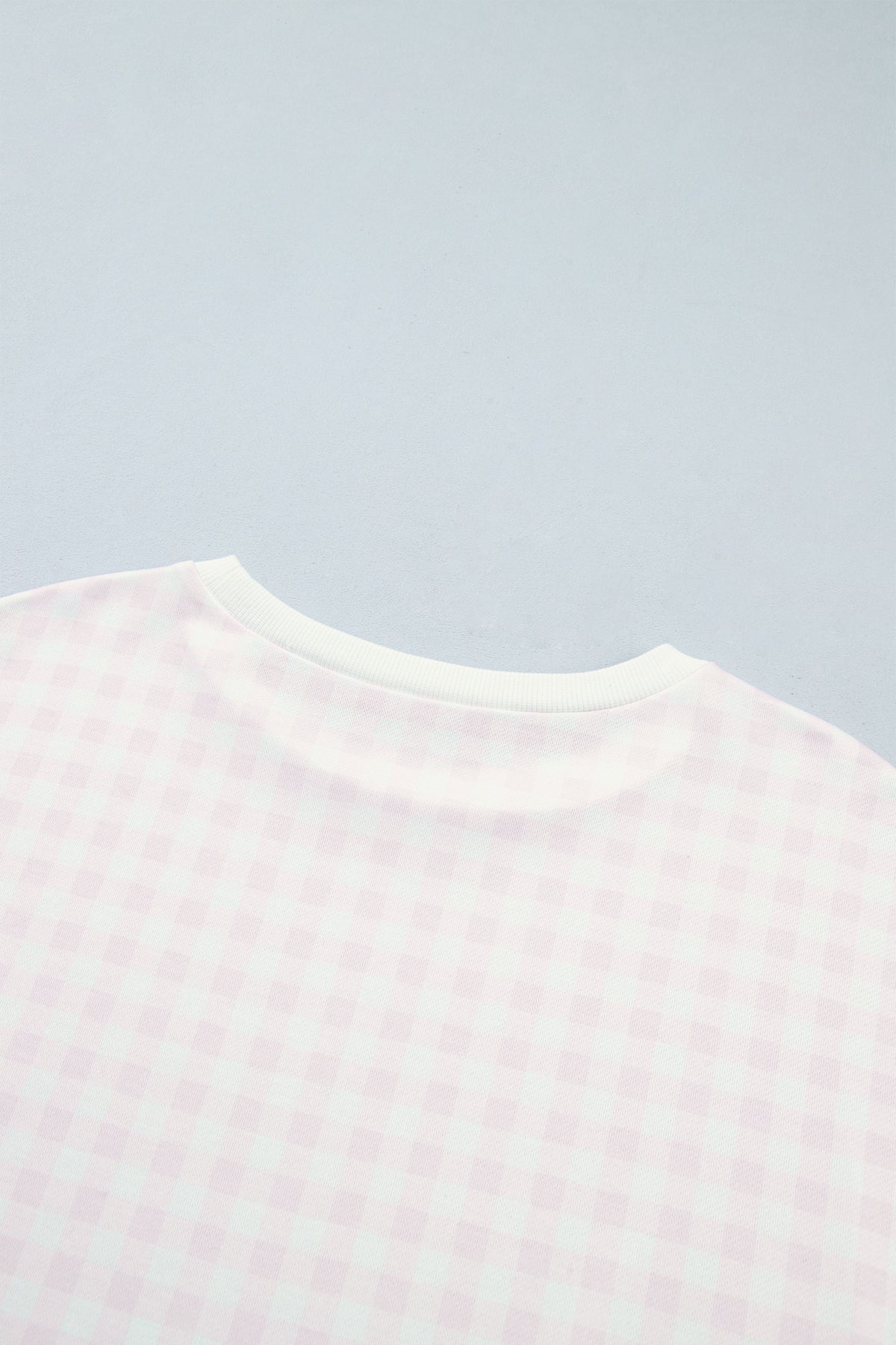 Light Blue Plaid Round Neck Long Sleeve Sweatshirt