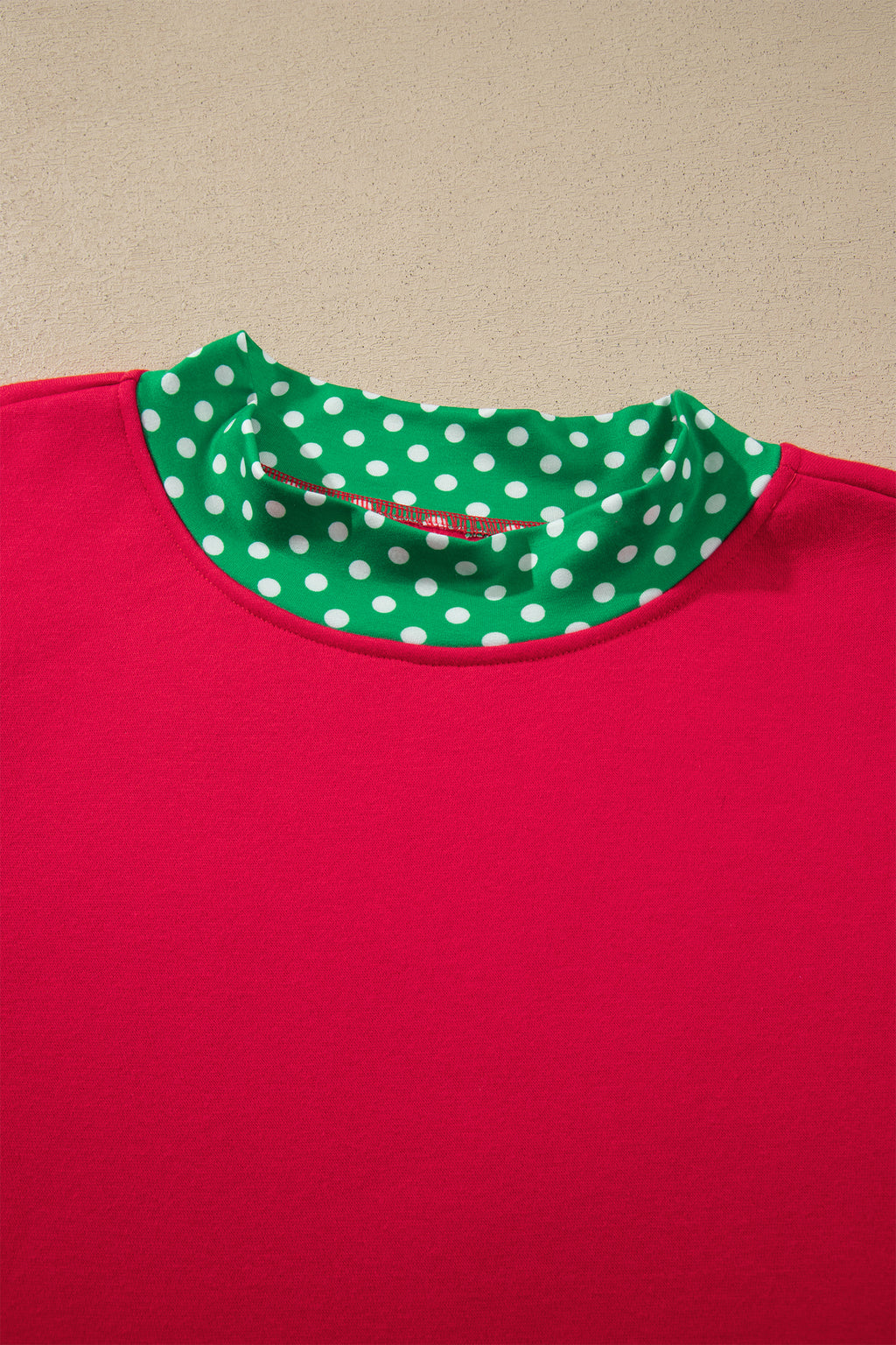 Orange Colorblock Polka Dot Contrast Trim Oversized Sweatshirt