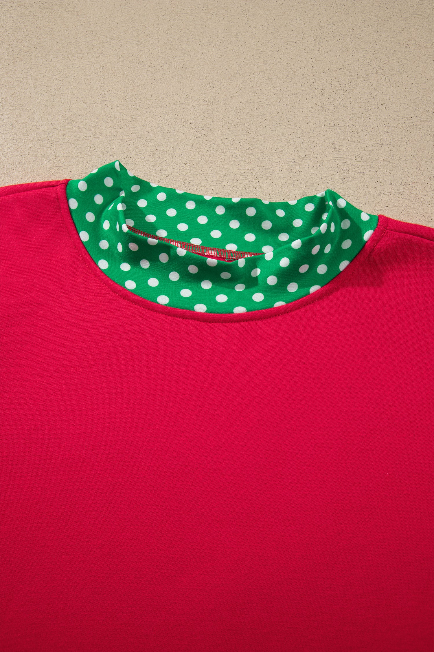 Orange Colorblock Polka Dot Contrast Trim Oversized Sweatshirt